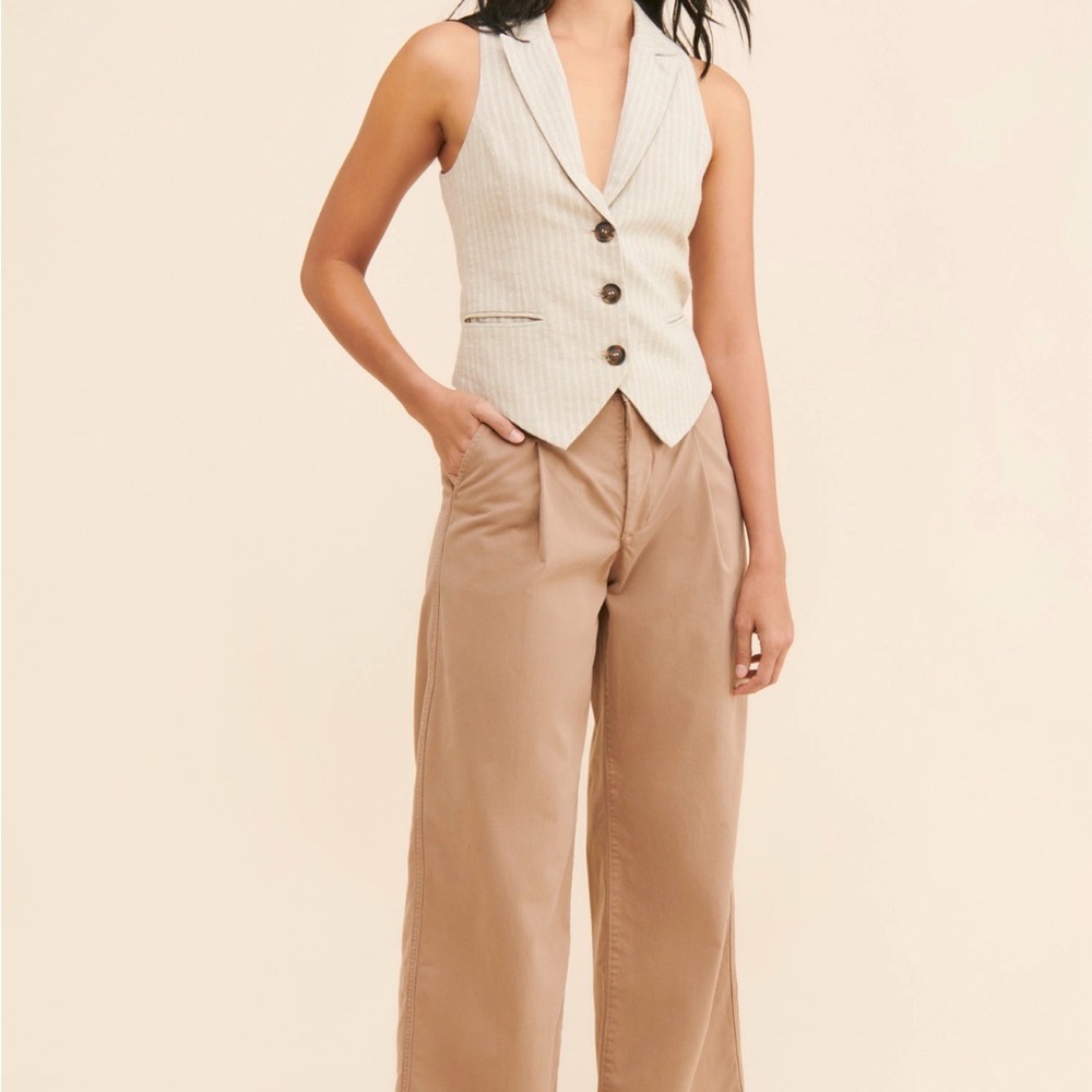 AG Adriano Goldschmied- Wide Leg High-Rise Pants in Tan
